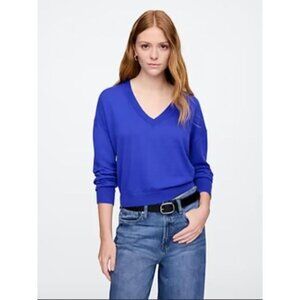 Banana Republic Women's V-Neck Sweater XS Electric Blue royal blue winter fall